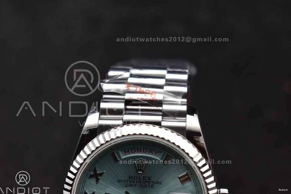 Dial President vr3255 Bracelet Best V5 QF Edition (Gain Weight) 36 Steel DayDate on Light Roman 904L SS Blue 0523